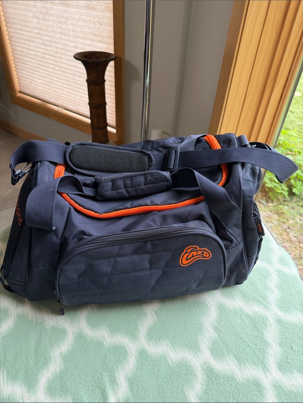 Scullcandy Ink'd Navy and Orange Men's Duffel Bag with Multiple Compartments